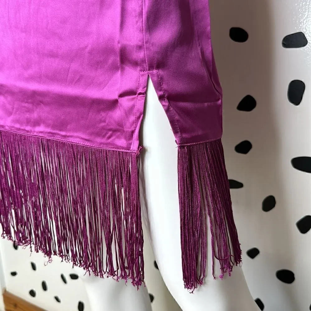 Magenta Fringed Mini Skirt